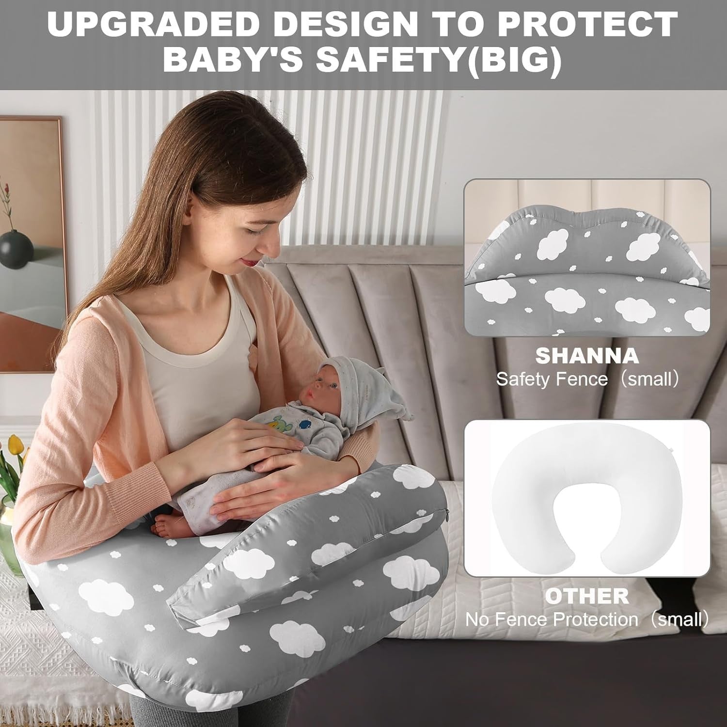 U Shaped Pregnancy Pillow Full Body Maternity Sleep & Nursing Support Cotton