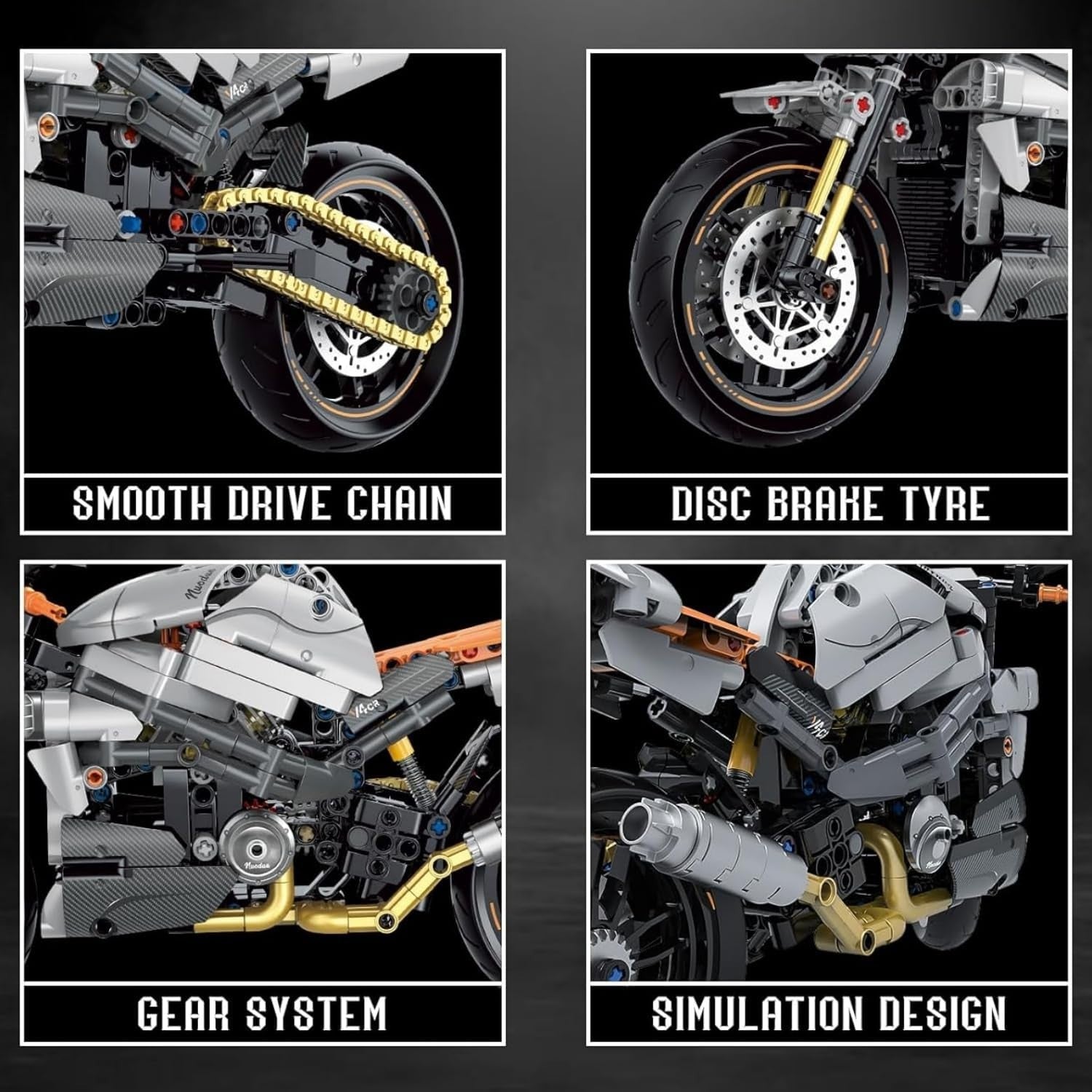 642pcs Motorcycle Building Blocks Kit - Creative Model Toy for Teens & Adults