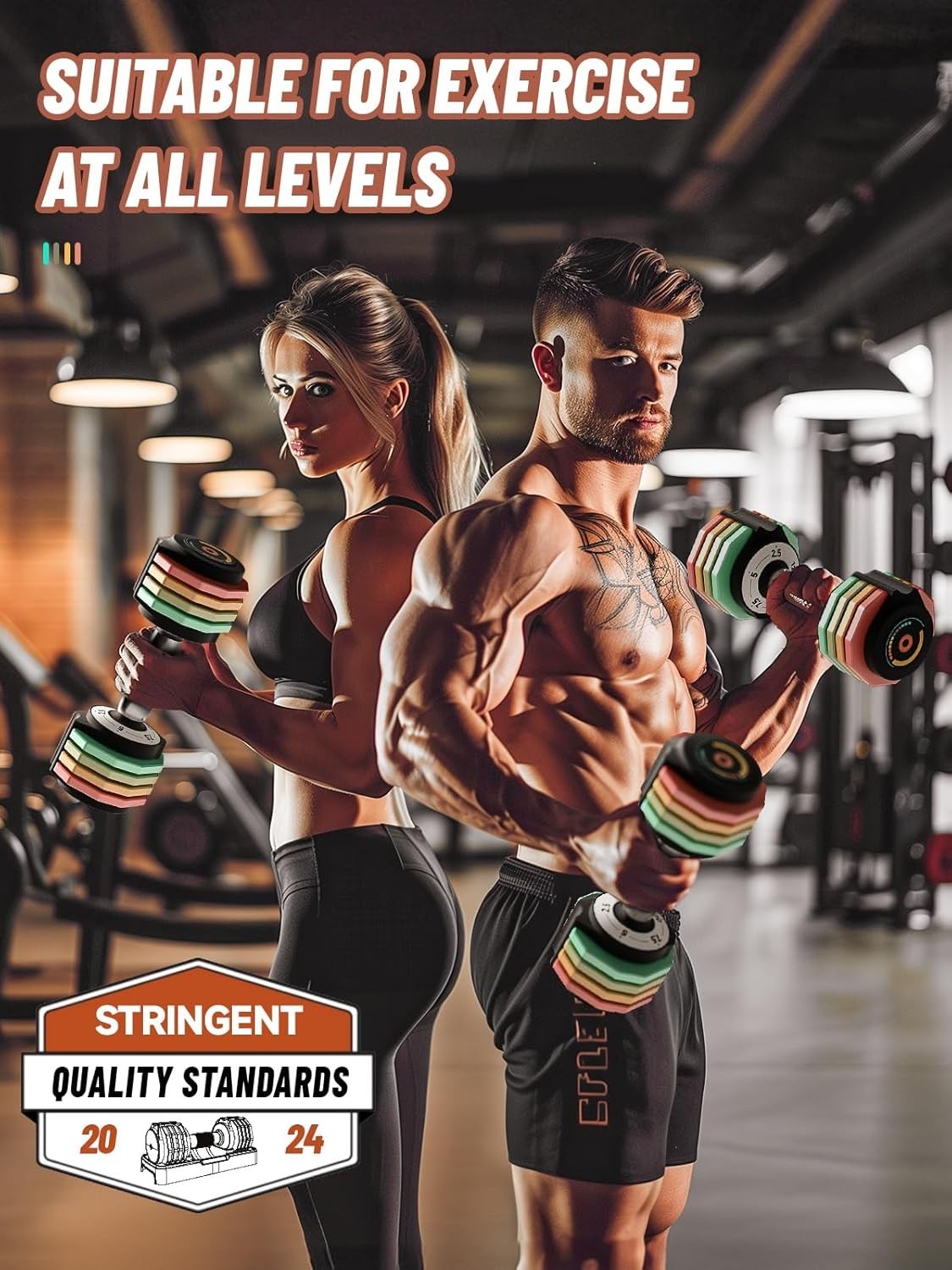 5-in-1 Adjustable Dumbbells Pair 2.5–12.5LB Quick Dial Non-Slip with Tray