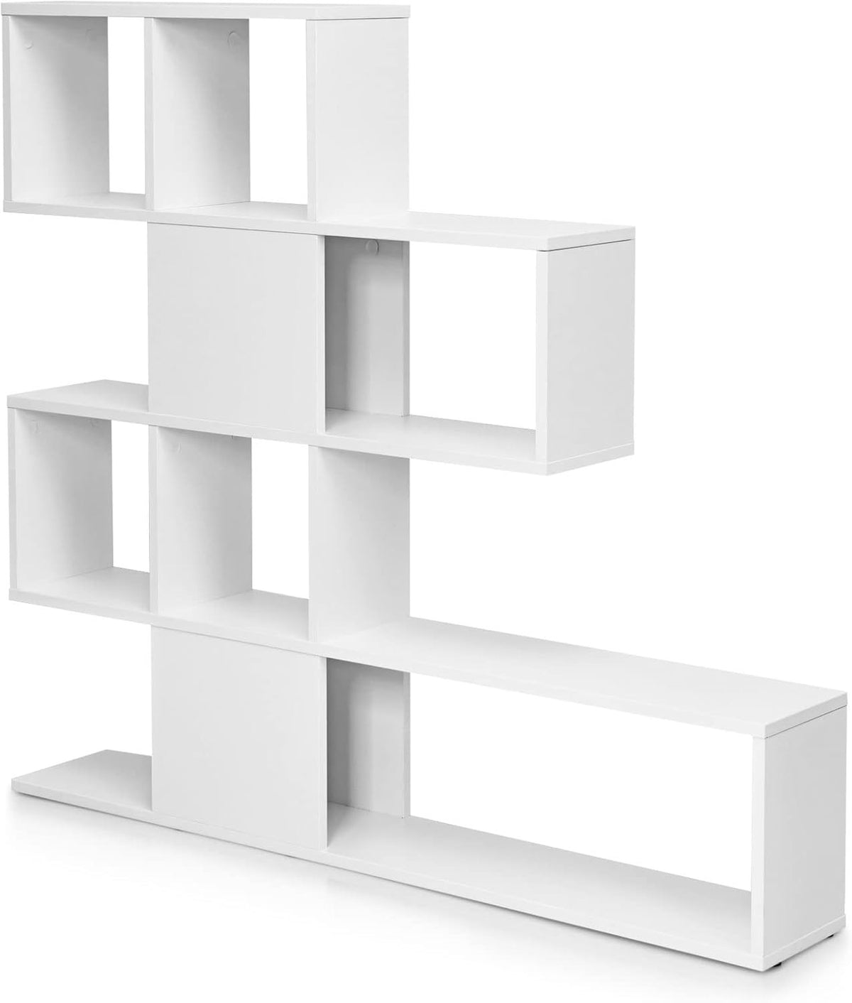 4-Tier White Cube Storage Shelf Modern Freestanding Bookcase Display Unit