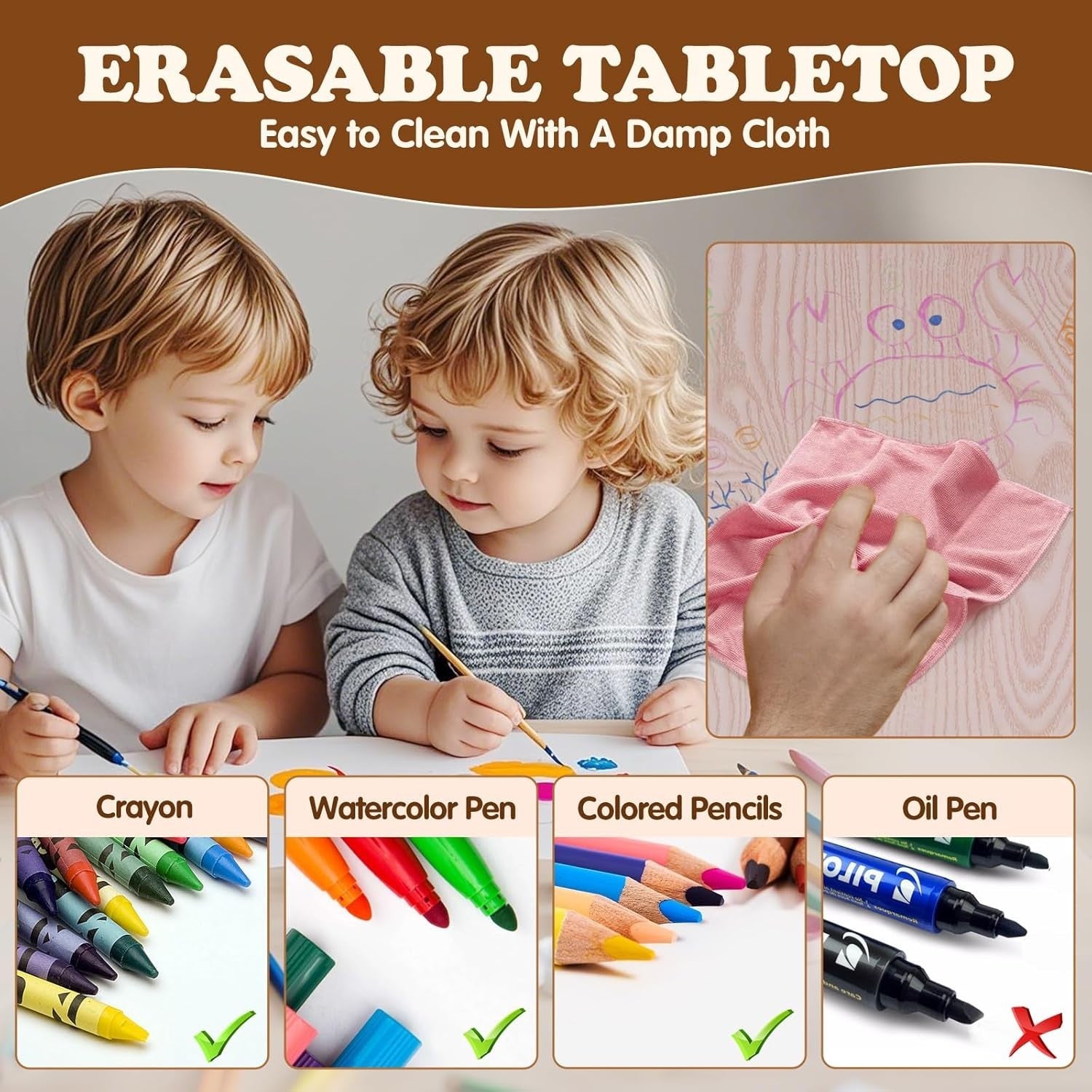 Kids Adjustable Table & 2 Chairs Set – Study, Play, Craft Desk Age 3–8
