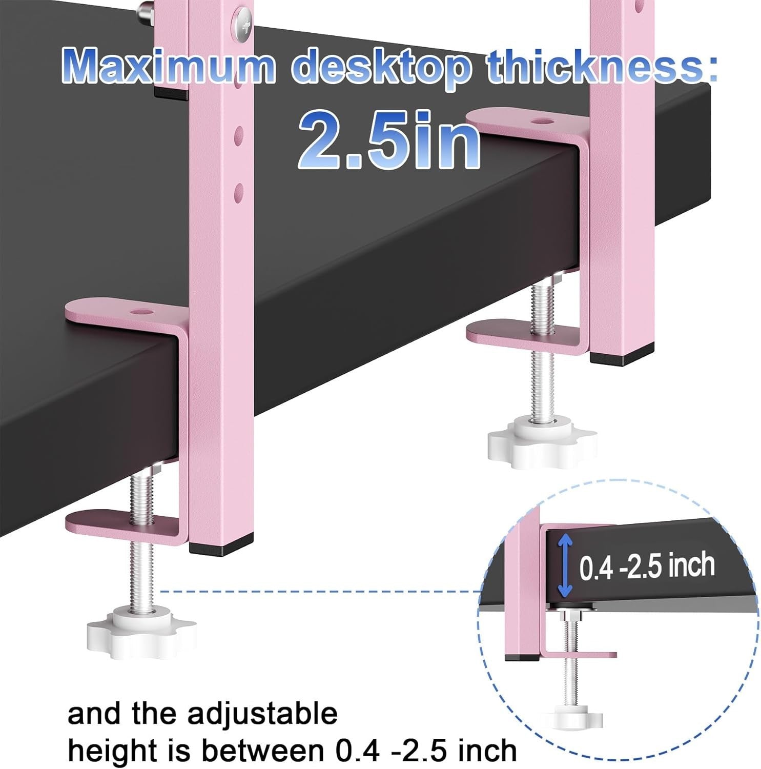 Pink Clamp-On Desk Shelf 2-Tier Adjustable Desktop Organizer Storage Rack