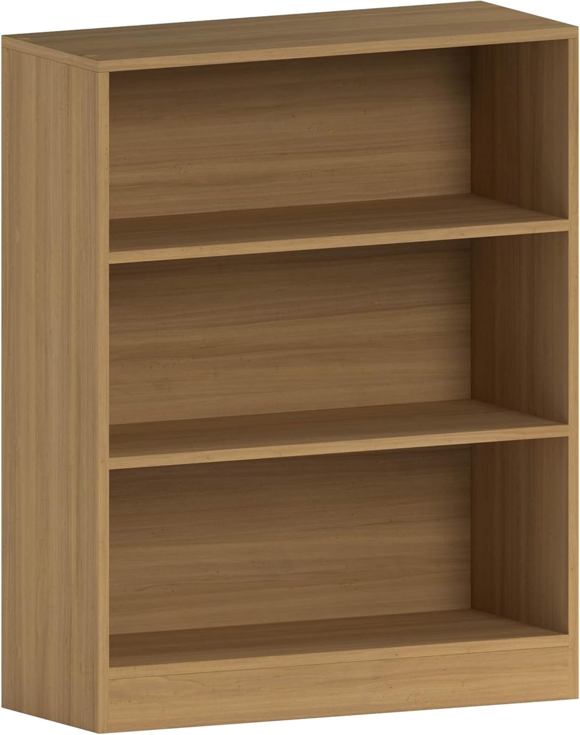 3 Tier Oak Wooden Bookcase Modern Storage Display Shelf for Living Room Low