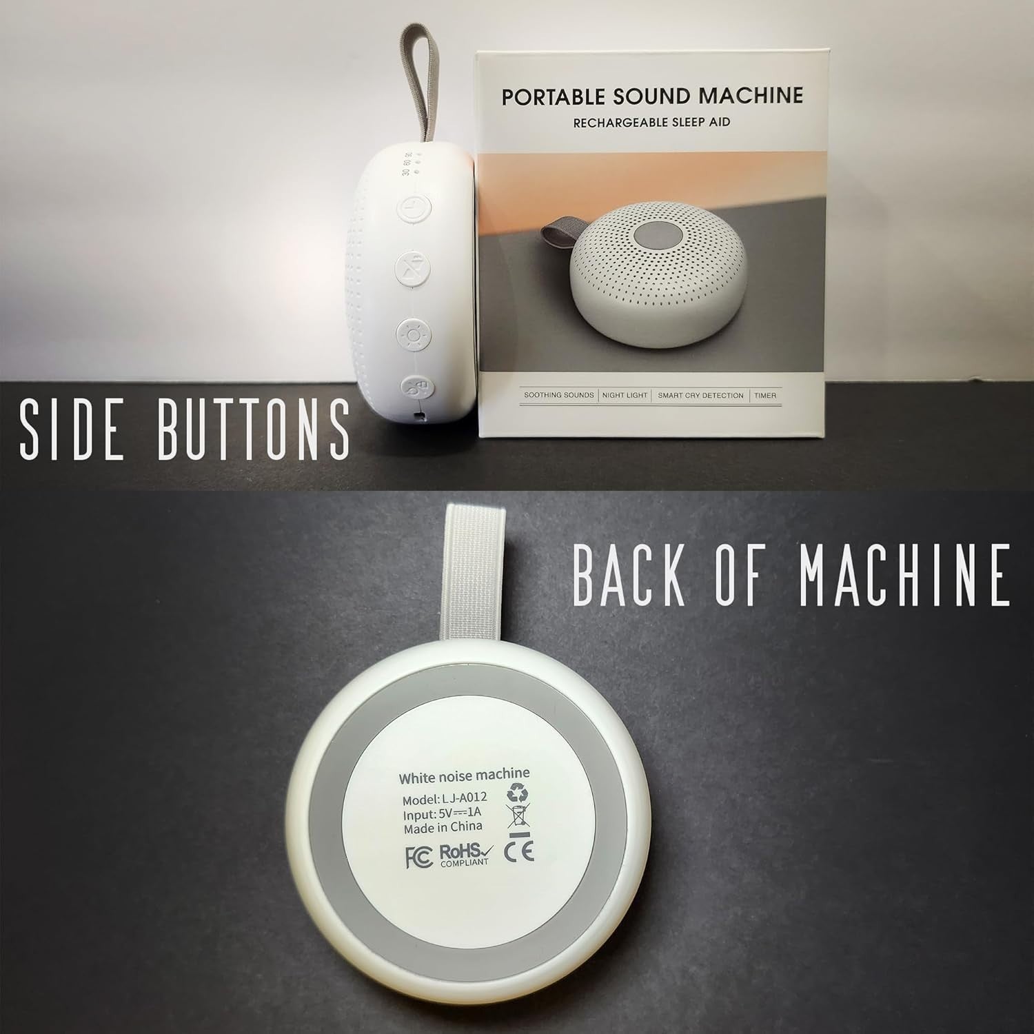 Portable Baby White Noise Machine Cry Sensor Night Light Sleep Aid