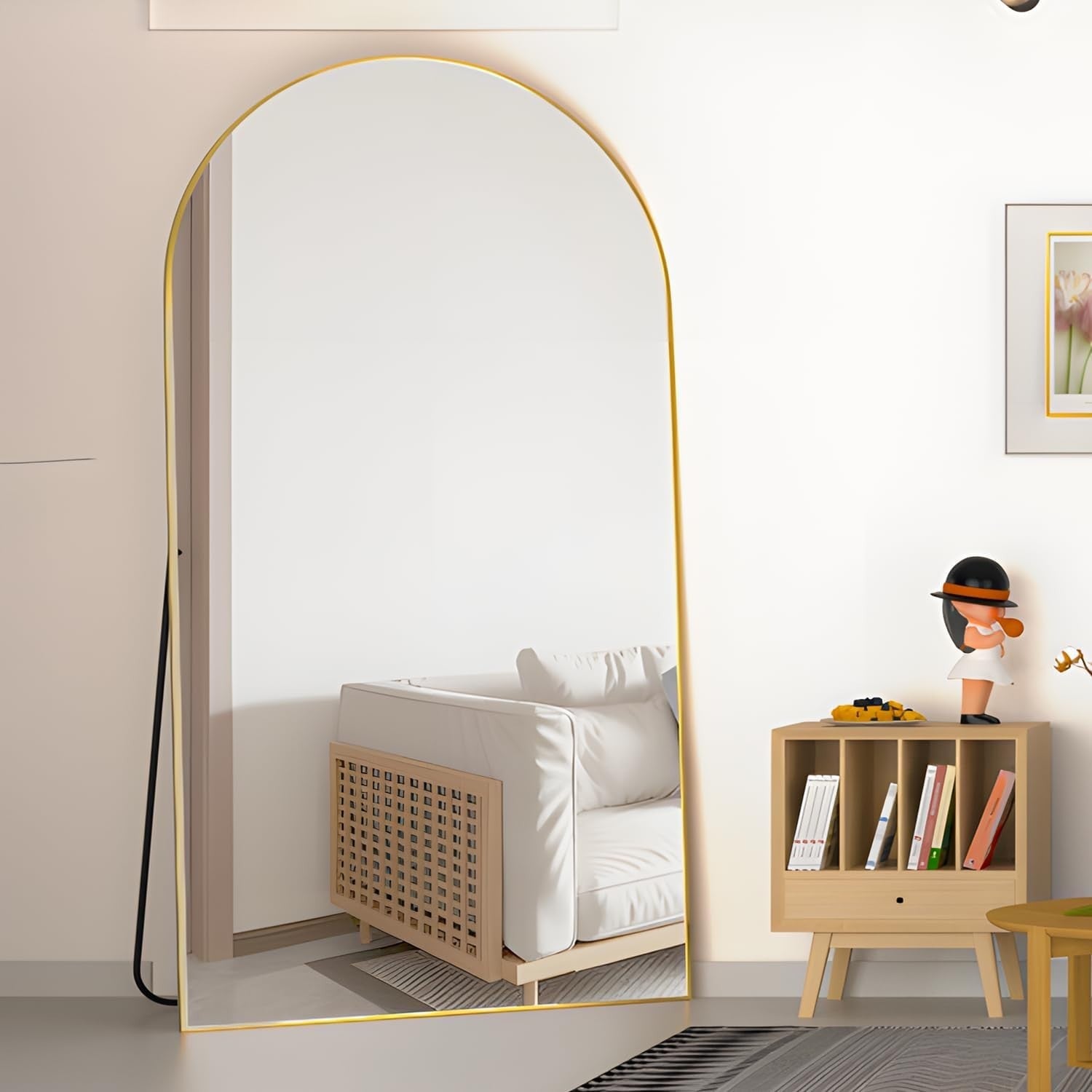 Gold Arch Floor Mirror 198x96cm Full Length Standing Leaning Luxury