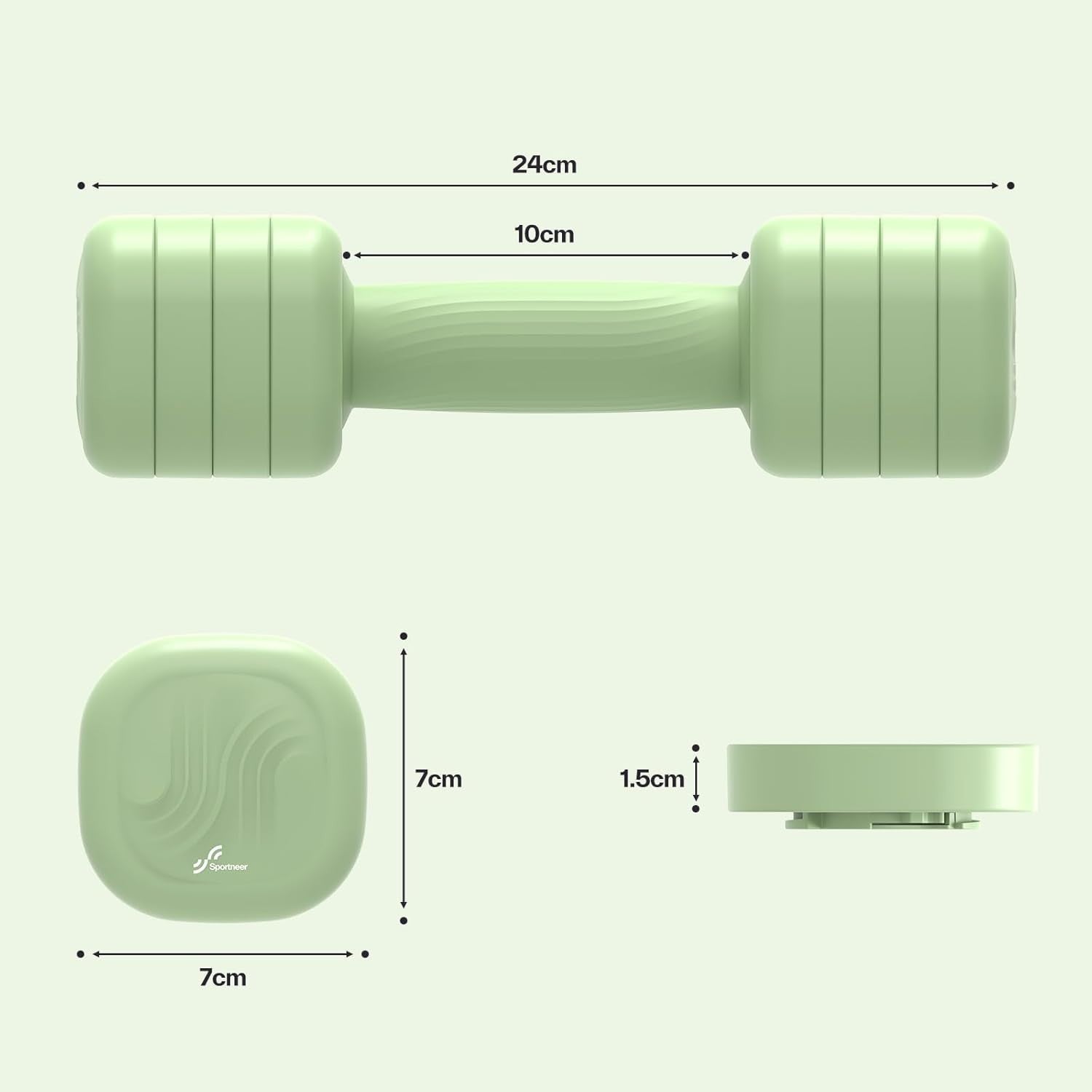 Women’s Adjustable Dumbbell Set 1–2.5kg 4-in-1 Home Toning Weights