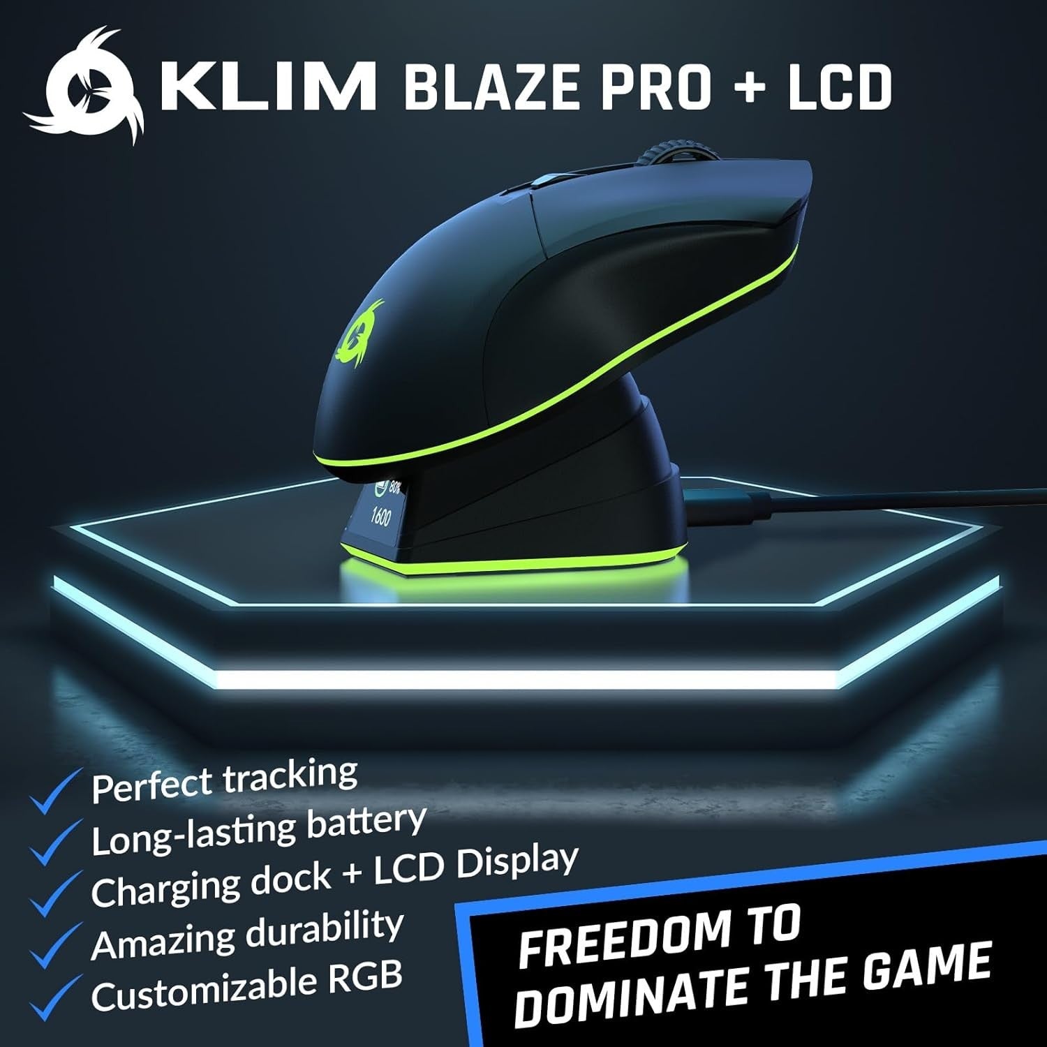 Wireless Gaming Mouse RGB Charging Dock LCD 6000 DPI Rechargeable Pro