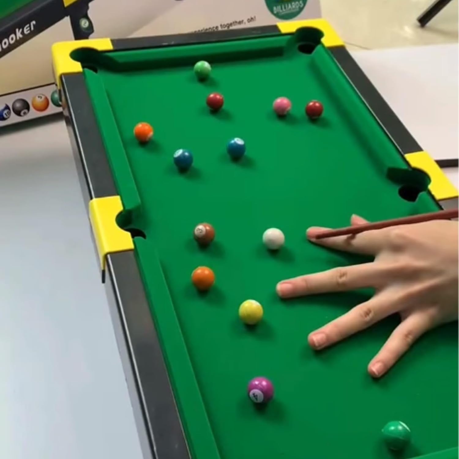 Kids Snooker Billiards Game Table Set Skill Building Compact Play Toy