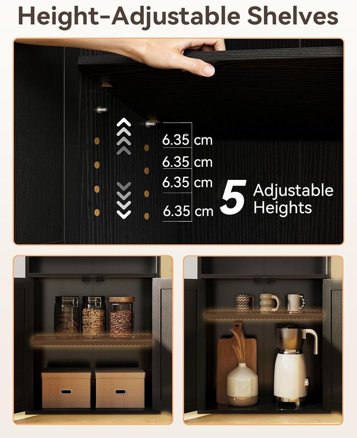 Tall 6 Tier Bookcase With Cabinet Storage Shelves Modern Freestanding Black