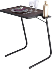 Adjustable Folding Bedside Table Laptop Desk Portable Overbed Tray Walnut