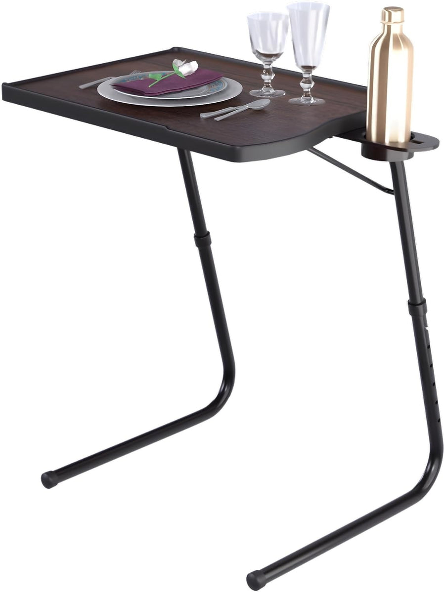 Adjustable Folding Bedside Table Laptop Desk Portable Overbed Tray Walnut