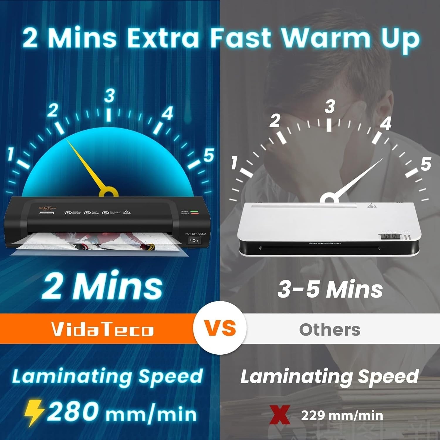 A4 Laminator Hot Cold Portable Fast Warm Up No Bubbles + 30 Pouches