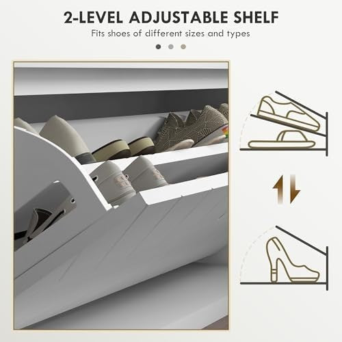 Entryway Shoe Bench with Cushion & Adjustable Shelf for Hallway Storage