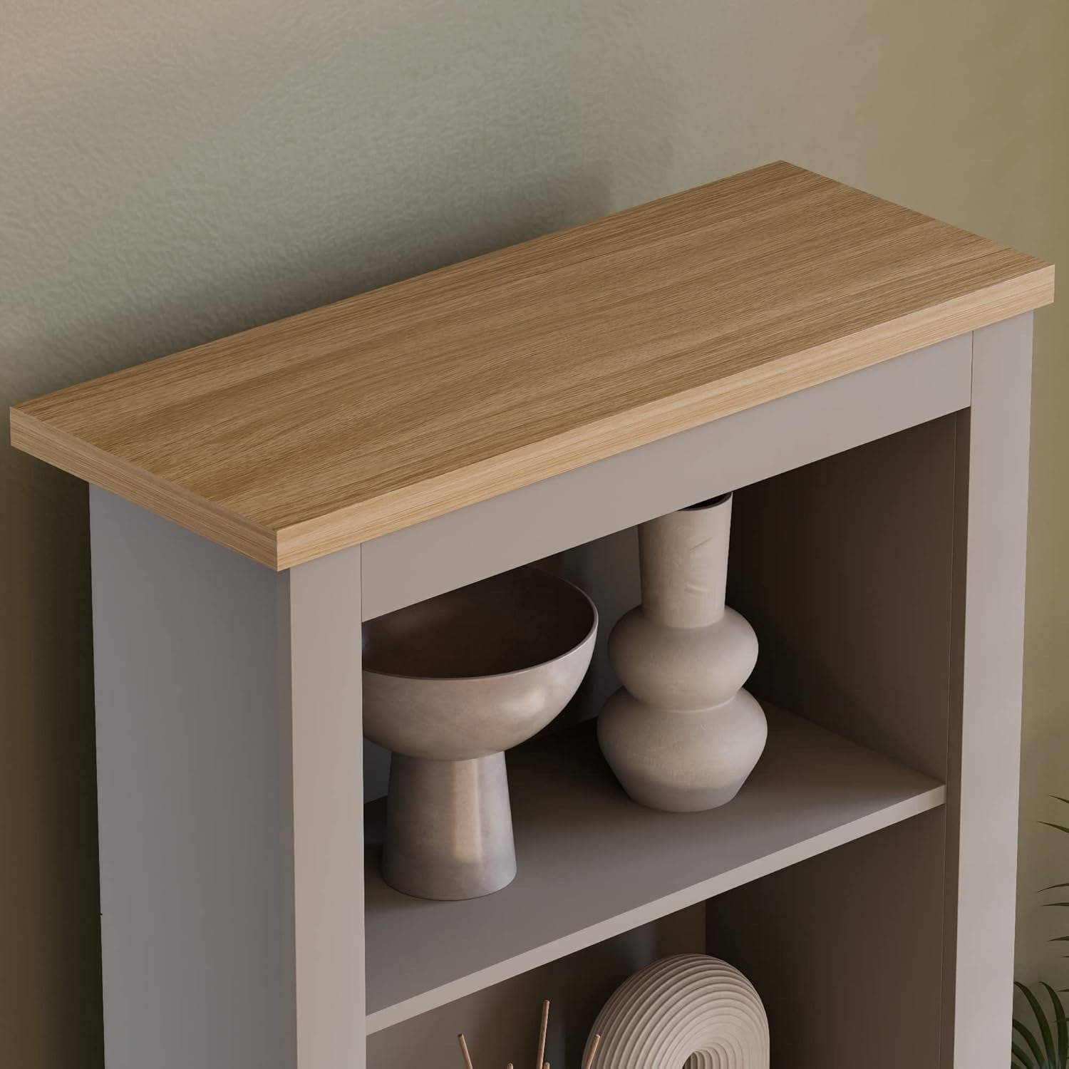 4 Tier Grey Oak Ladder Bookcase – Modern Display Storage Shelf Unit 140cm