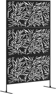 Garden Privacy Screen Freestanding Metal Divider Bamboo Design 6.5FT Outdoor