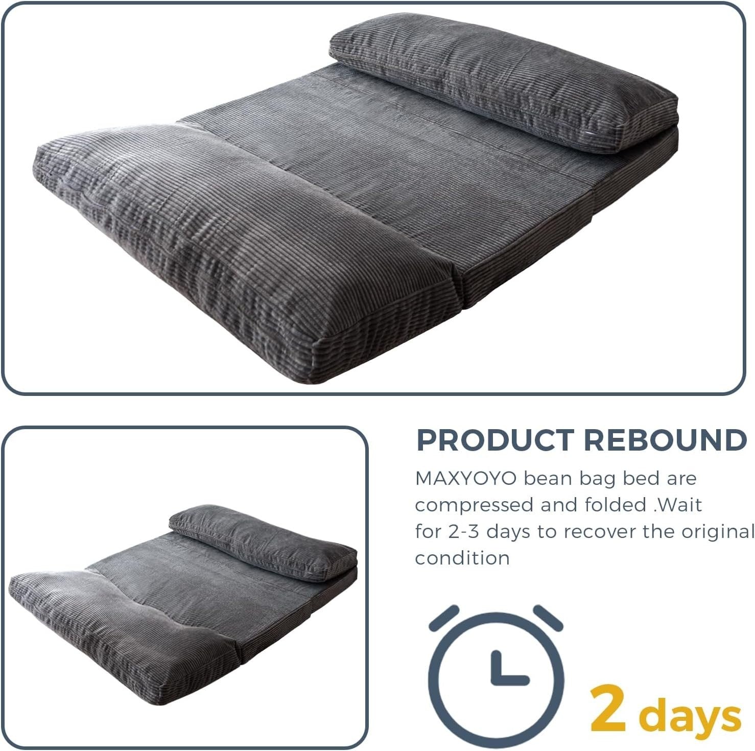 Charcoal Folding Floor Sofa Bed Chair 4 Fold Lounger Washable Cover 75x240