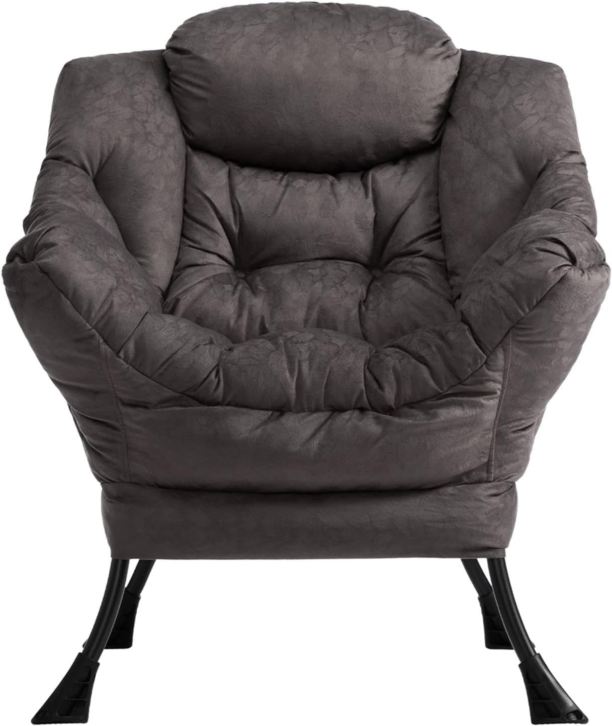 Grey Brown Velvet Armchair Lounge Chair Reading Chair Living Room Sofa Accent