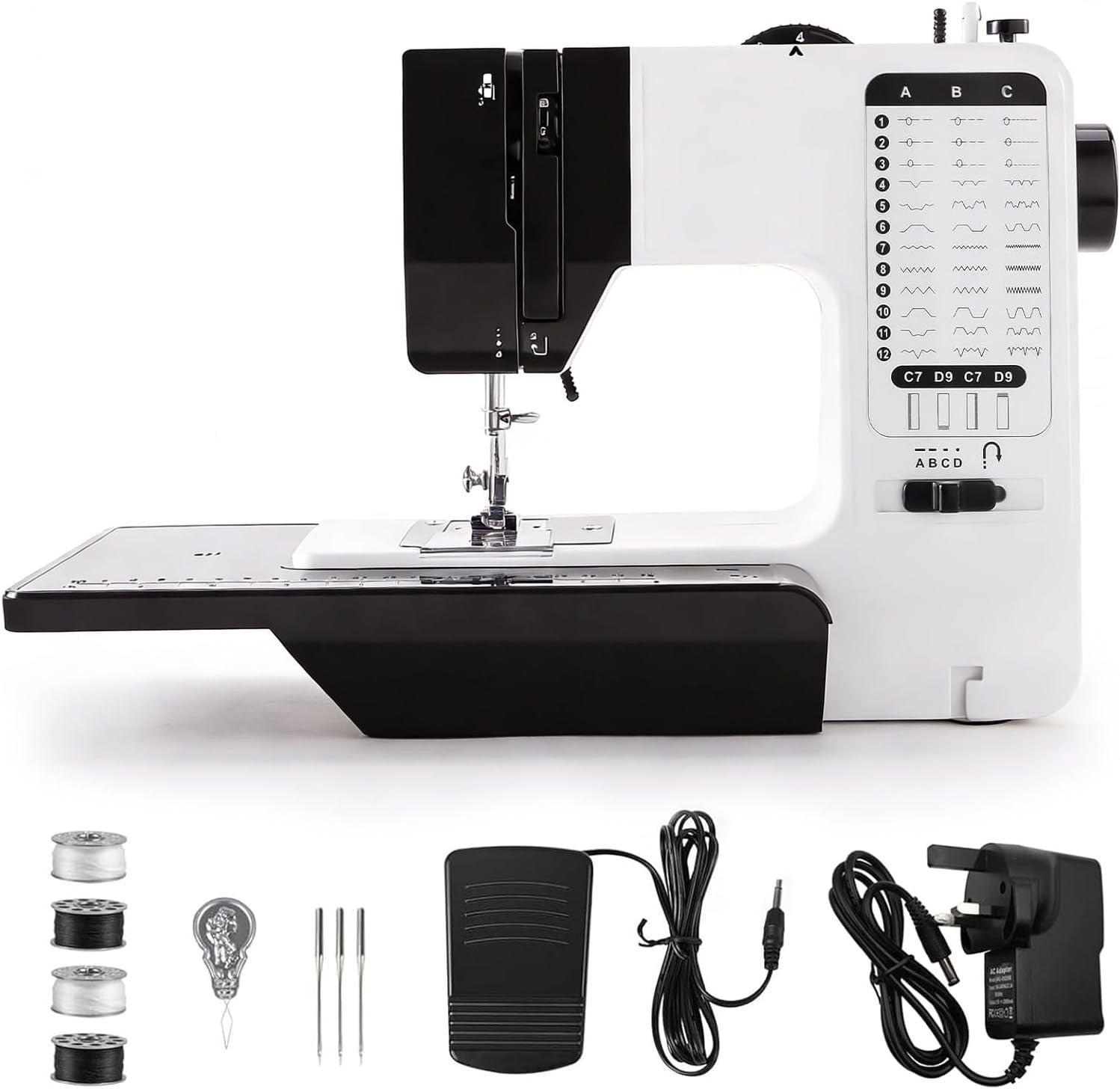 38 Stitch Electric Sewing Machine Double Needle Extension Table UK Plug