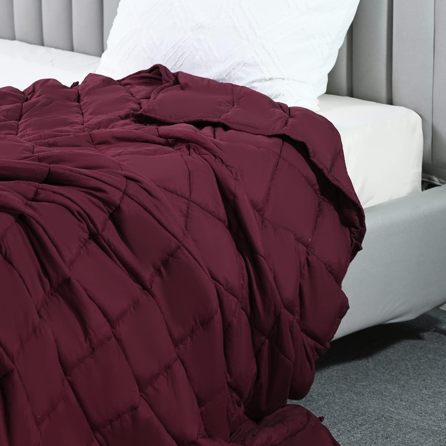 Burgundy Weighted Blanket 120x180cm 6.8kg for Insomnia & Stress Relief
