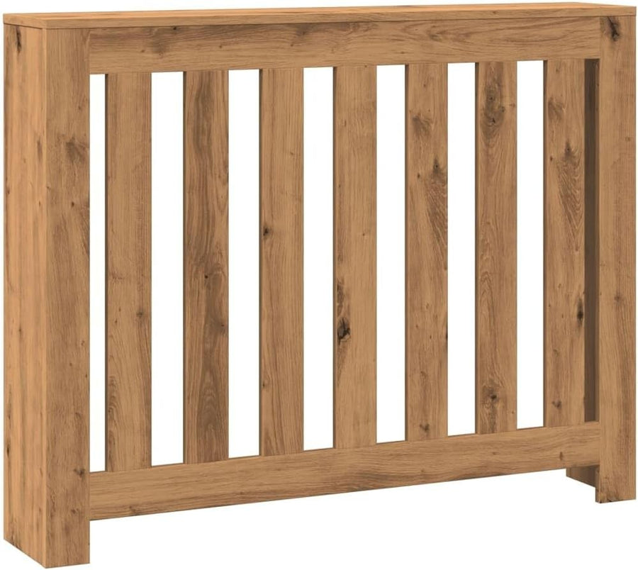 Artisan Oak Radiator Cover Cabinet | Modern Slatted MDF Heater Shelf