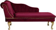 Luxury Tufted Velvet Chaise Lounge Sofa Left Hand Accent Chair Wine