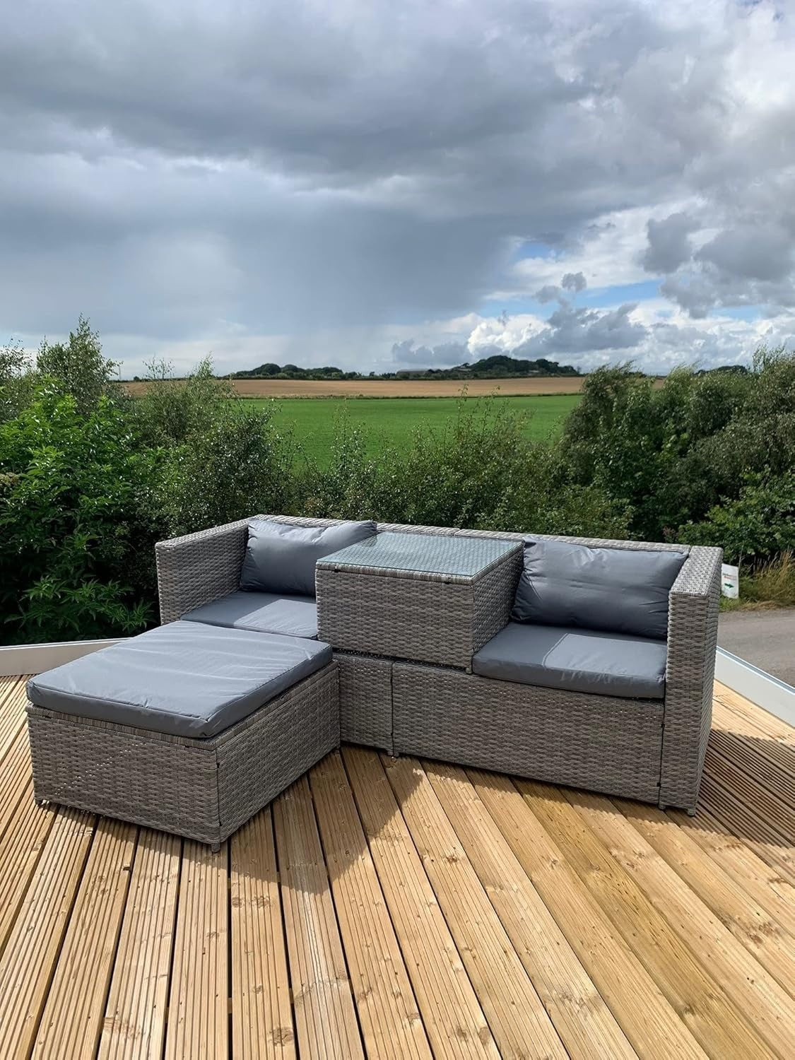 Outdoor Rattan Corner Sofa Set - Modular 4-Piece Patio Lounge, Weatherproof