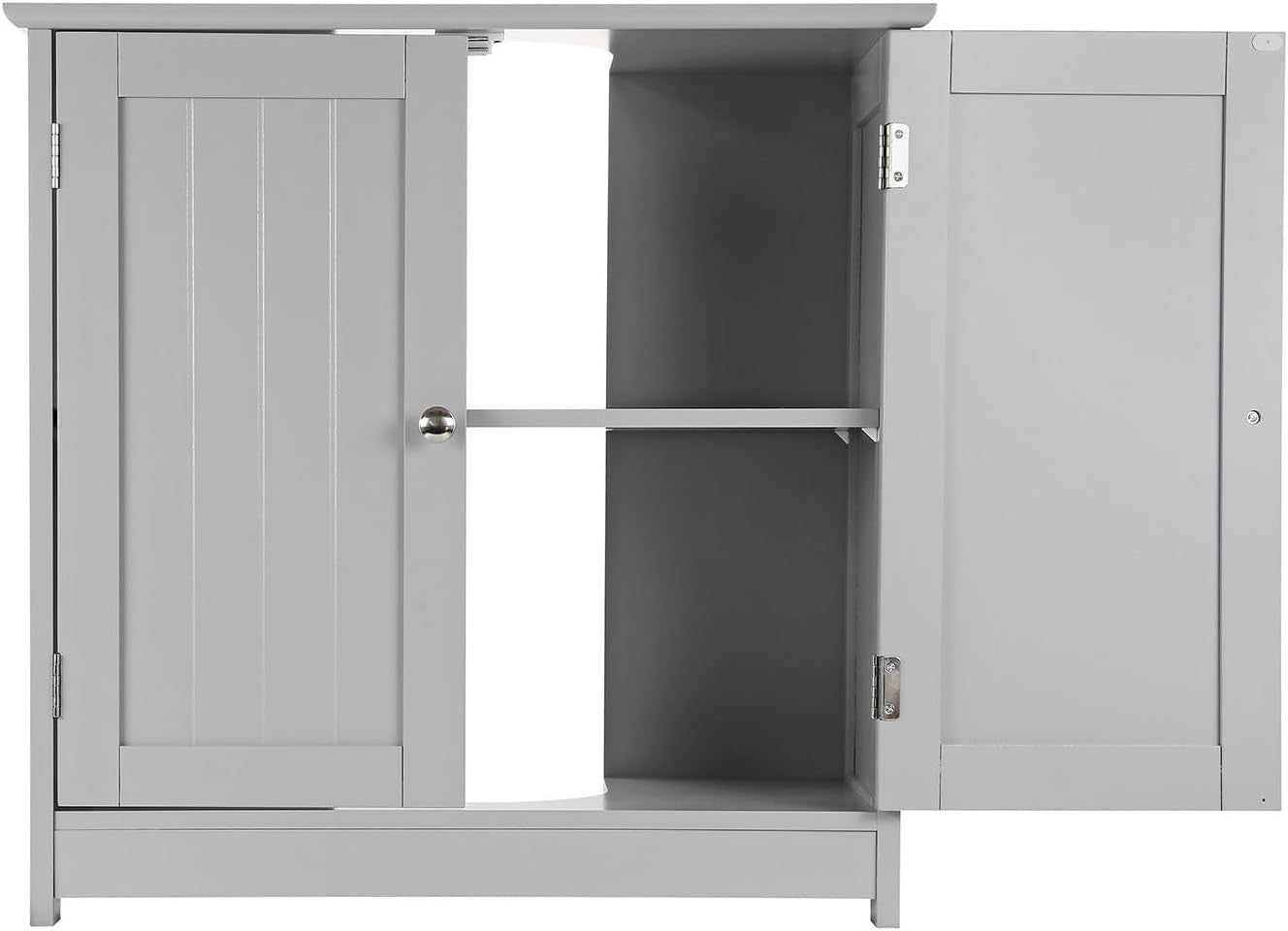 Under Sink Cabinet Grey 60cm – Bathroom Storage Unit with Shelf & Doors