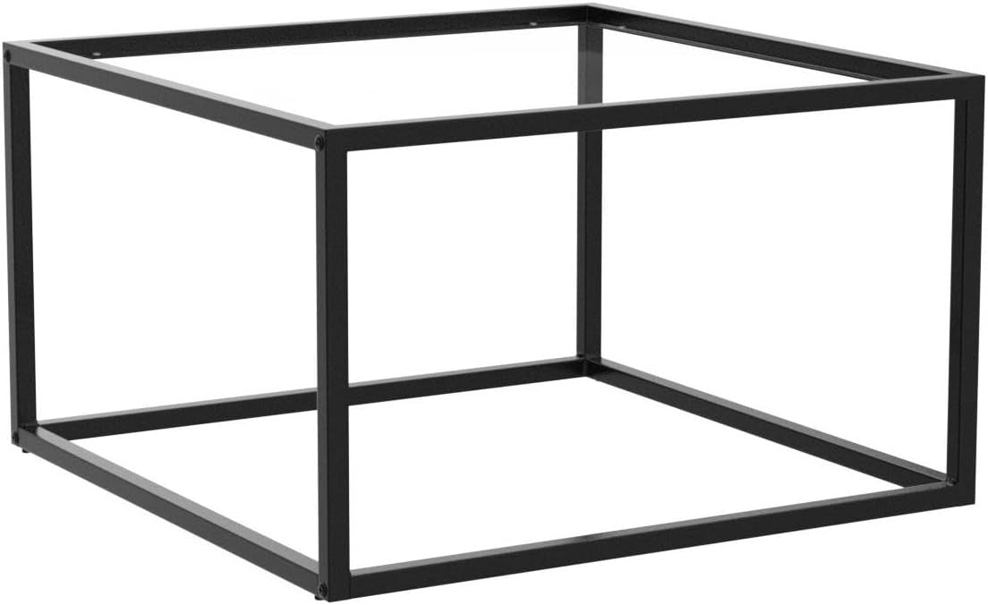 Modern Glass Coffee Table Grey – Small Square Center Table for Living Room