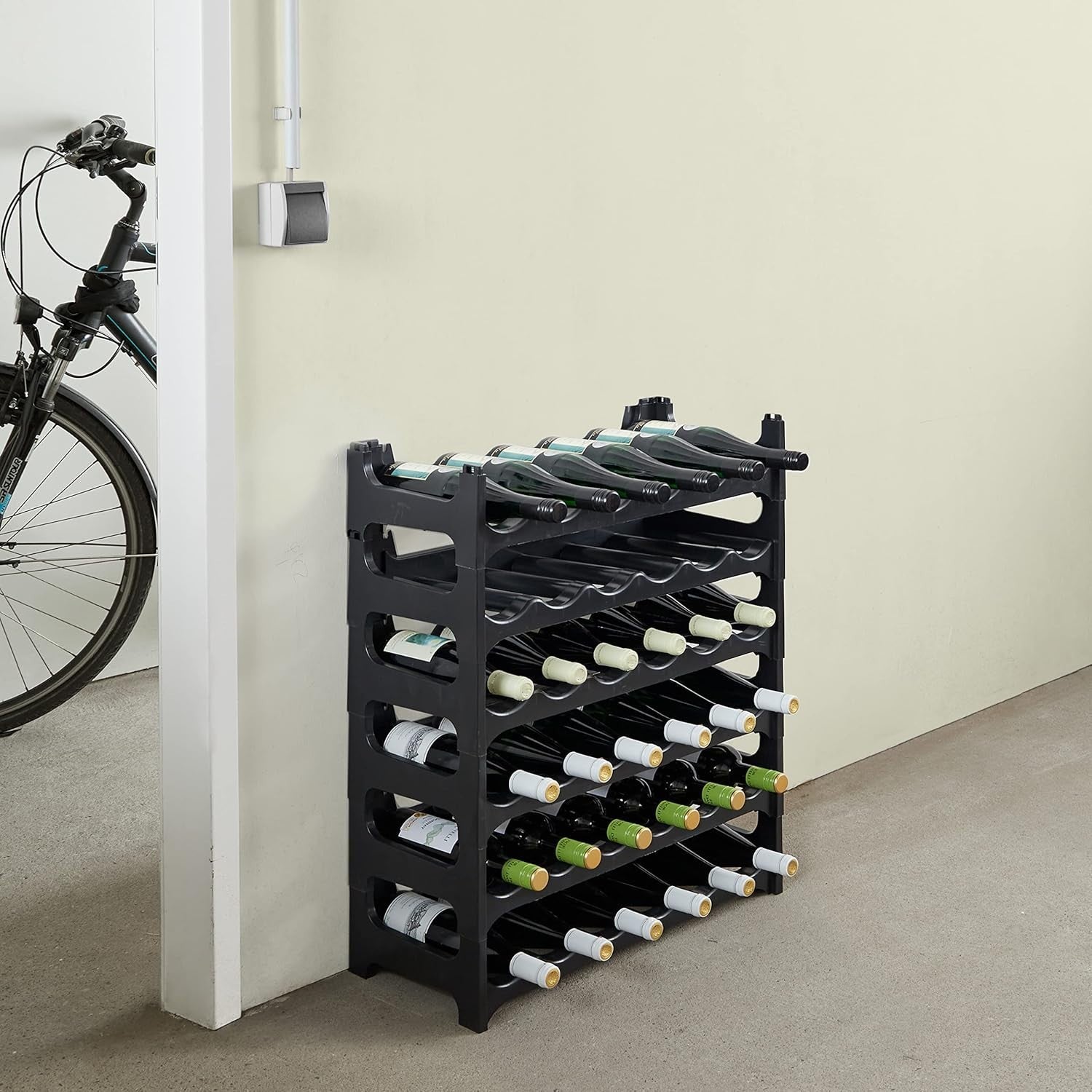 Stackable Wine Bottle Rack 36 Bottle Storage Organizer Modular Plastic Shelving