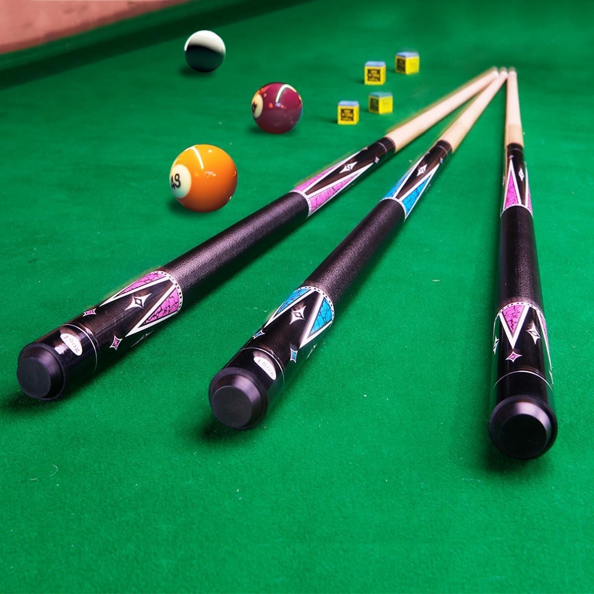 48in Short Pool Cue Stick 13mm Tip 2pc Maple Cue for Small Spaces 19oz