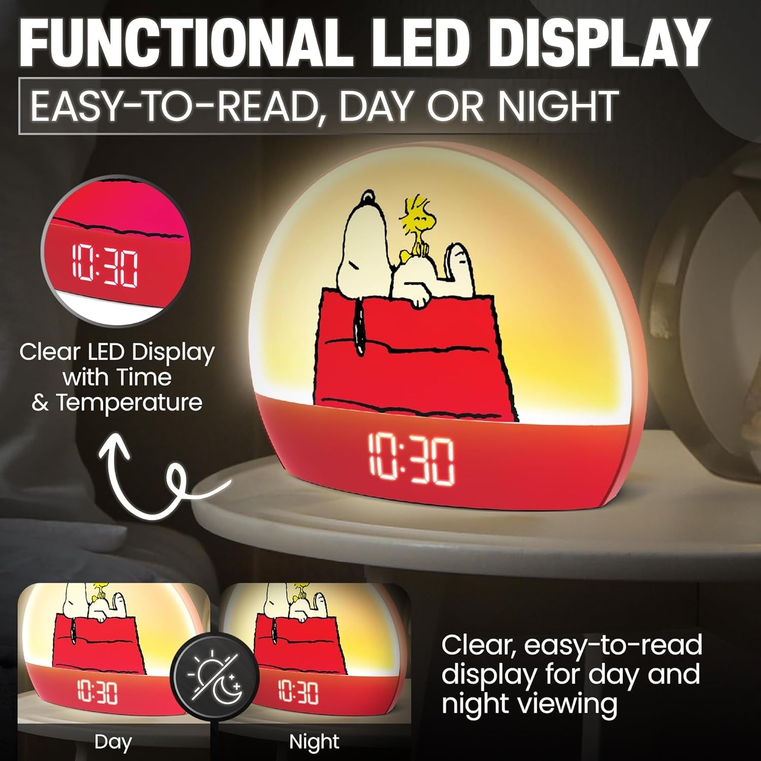Sunrise Alarm Clock Wake Up Light USB Rechargeable LED Display Snooze