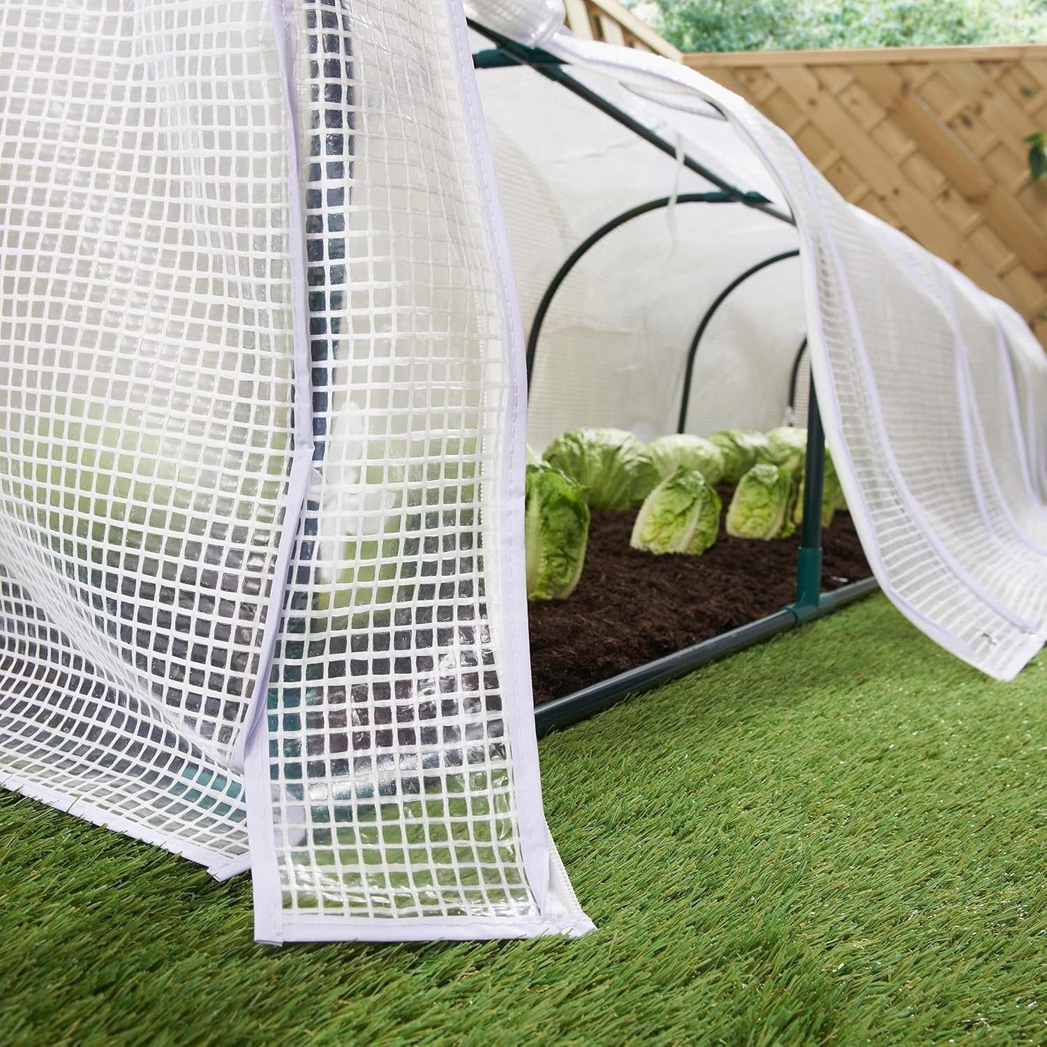Polytunnel Greenhouse 4 Section with Reinforced PE Mesh Cover & Steel Frame