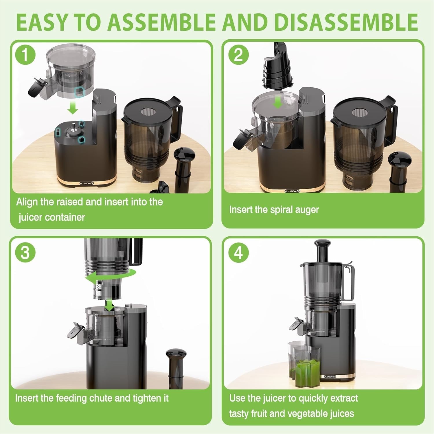 Cold Press Juicer 6.5in Extra Large Feed Chute Slow Chewing Machine