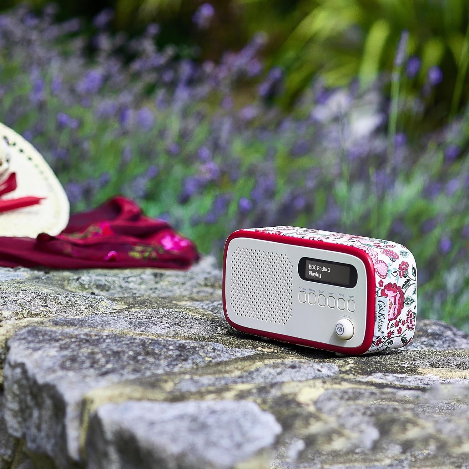 DAB Digital Radio Bluetooth Rechargeable Alarm Clock Floral Portable
