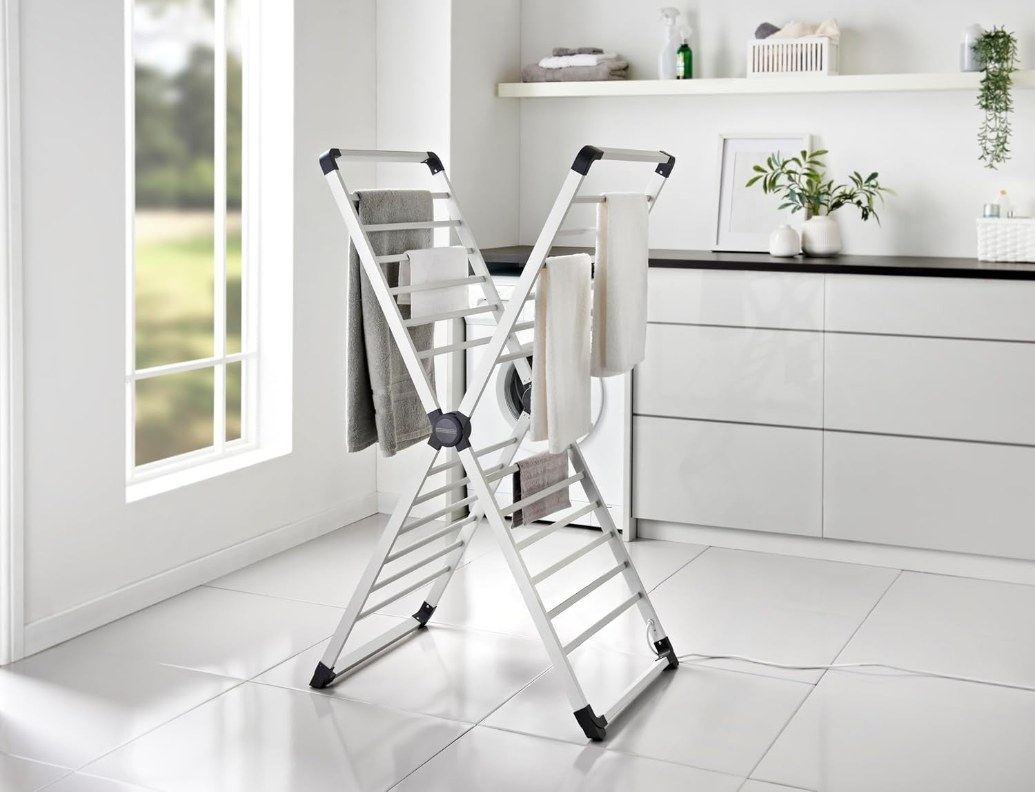 X Frame Heated Clothes Airer 12.5m Drying Space Foldable Energy Efficient
