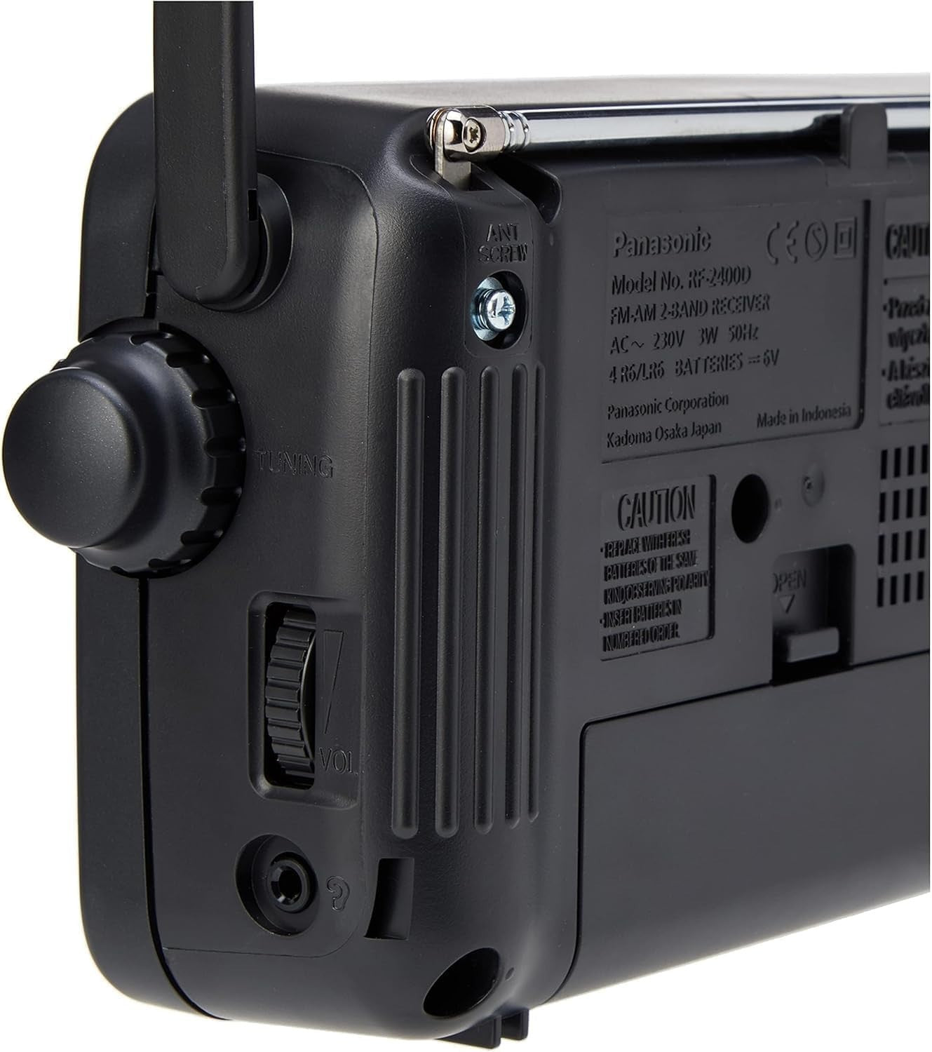 Portable FM/AM Radio Digital Tuner Large Dial Mains Battery Black