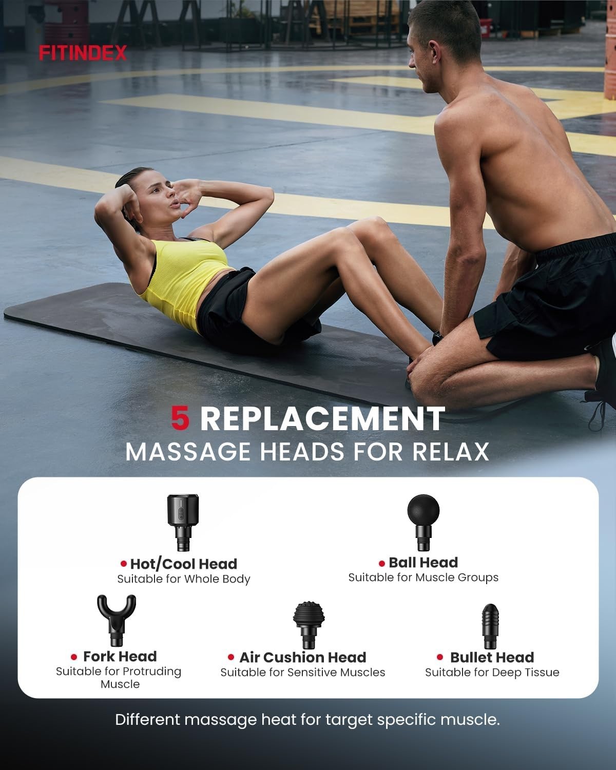 Hot & Cold Massage Gun Deep Tissue Muscle Recovery LCD 5 Speeds 5 Heads