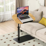 Wooden C Shaped Laptop Side Table Adjustable Height 360 Swivel Sofa Bed