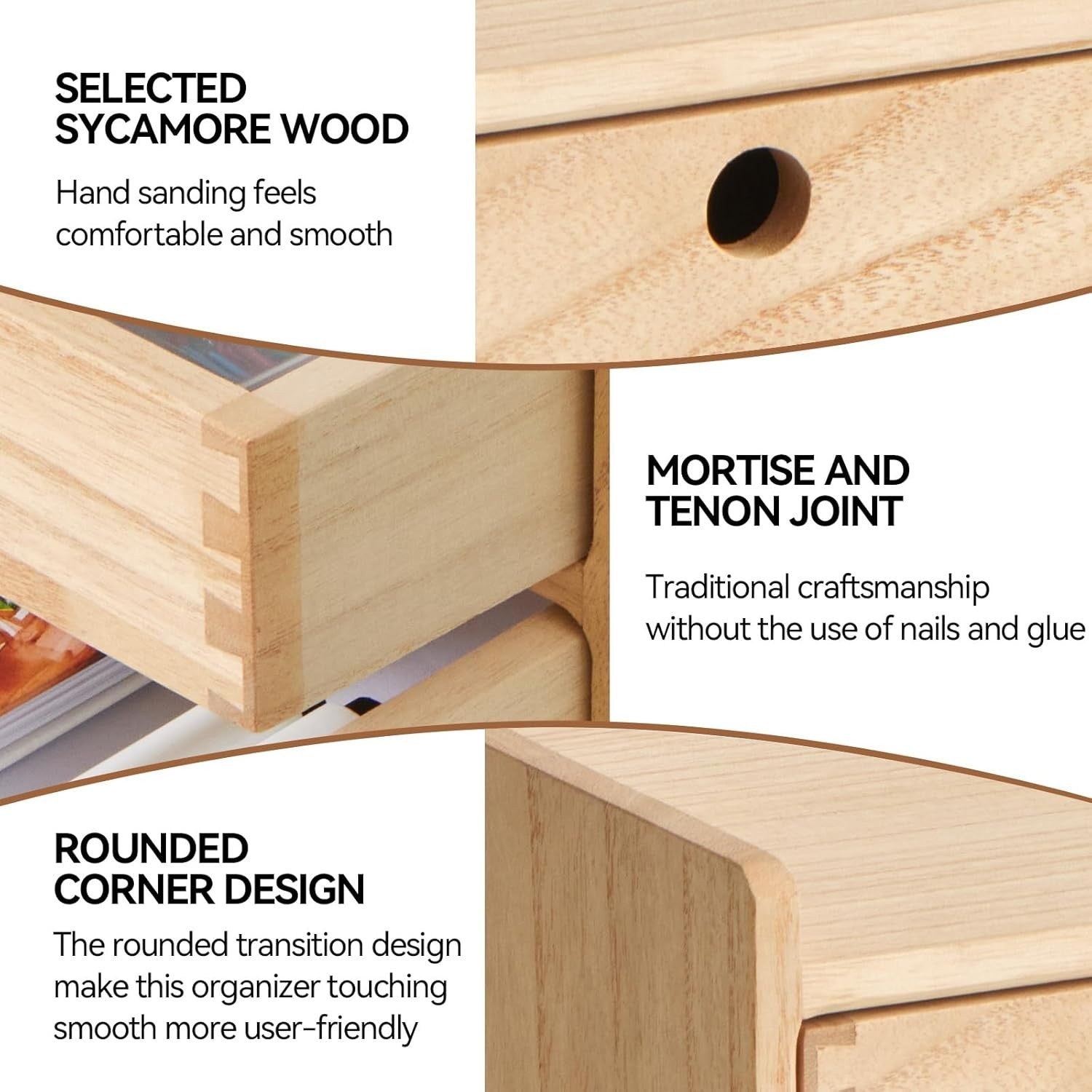 Wood Desktop Organizer with 3 Drawers & 2 Layers – Office & Home Storage