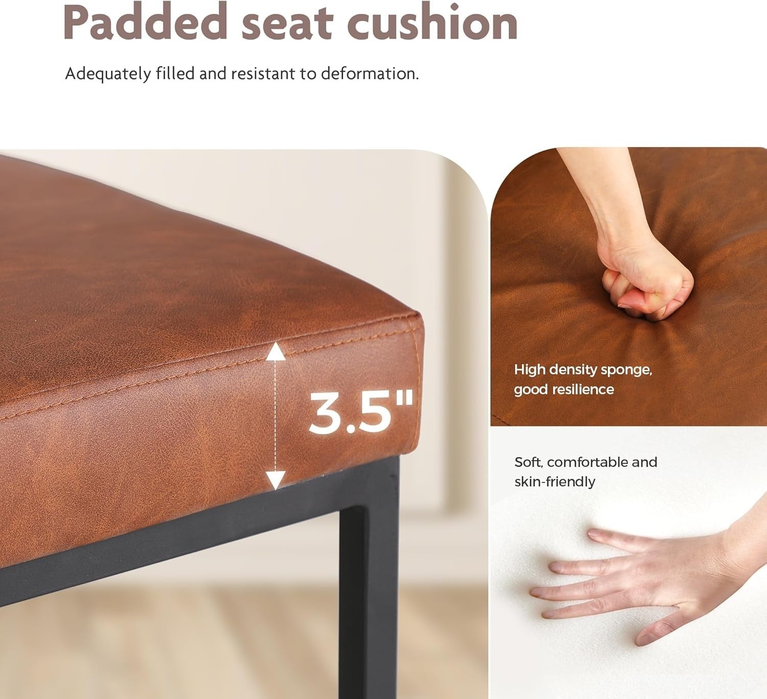 Oversized PU Leather Bar Stools Set of 2 – Comfortable Kitchen & Counter Chairs