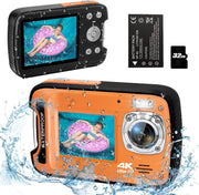 4K 48MP Waterproof Digital Camera 17FT Underwater Dual Screen 18X Zoom