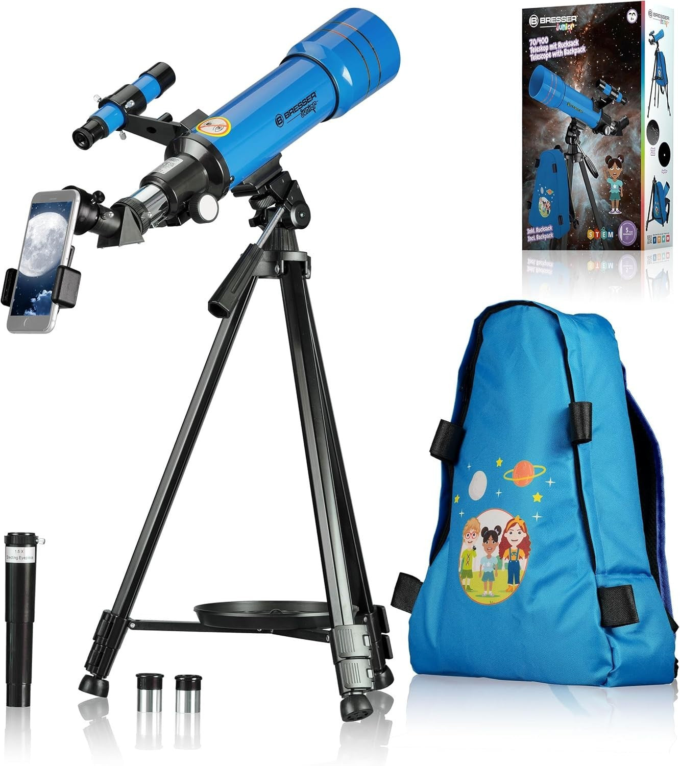 Kids 70/400 Refractor Telescope Set w/ Tripod Backpack & Phone Holder