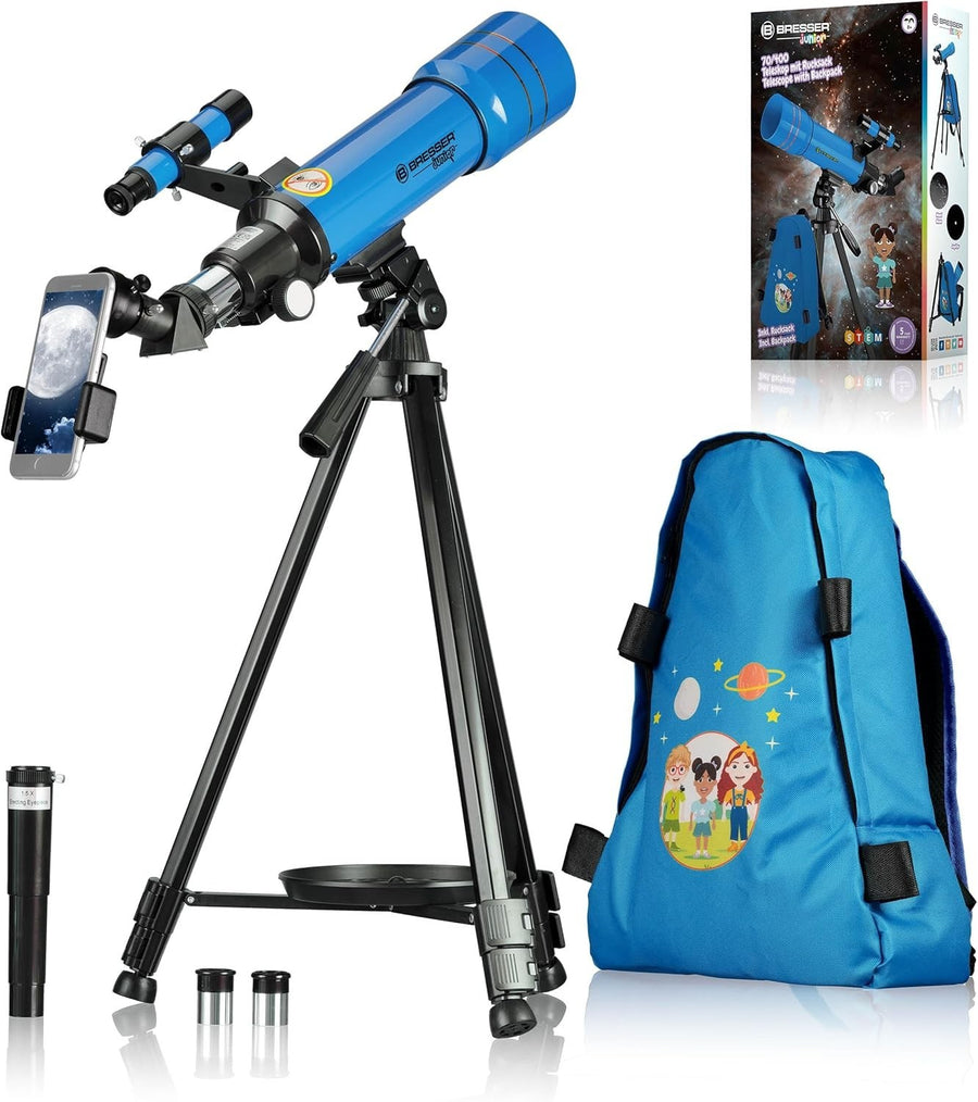 Kids 70/400 Refractor Telescope Set w/ Tripod Backpack & Phone Holder