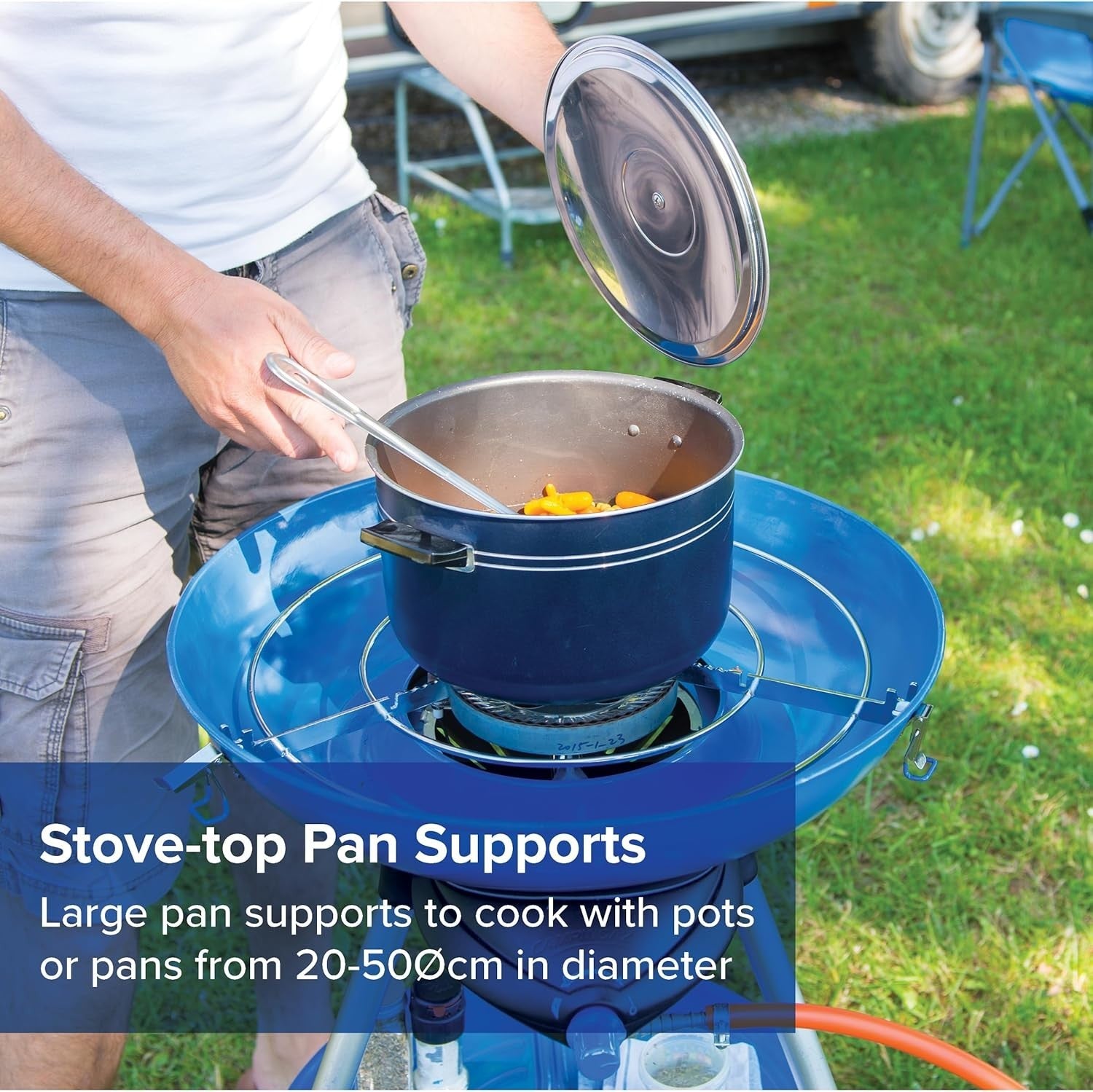 Portable Gas Party Grill 600 Outdoor Camping BBQ Stove Cooker Multi-Use Blue