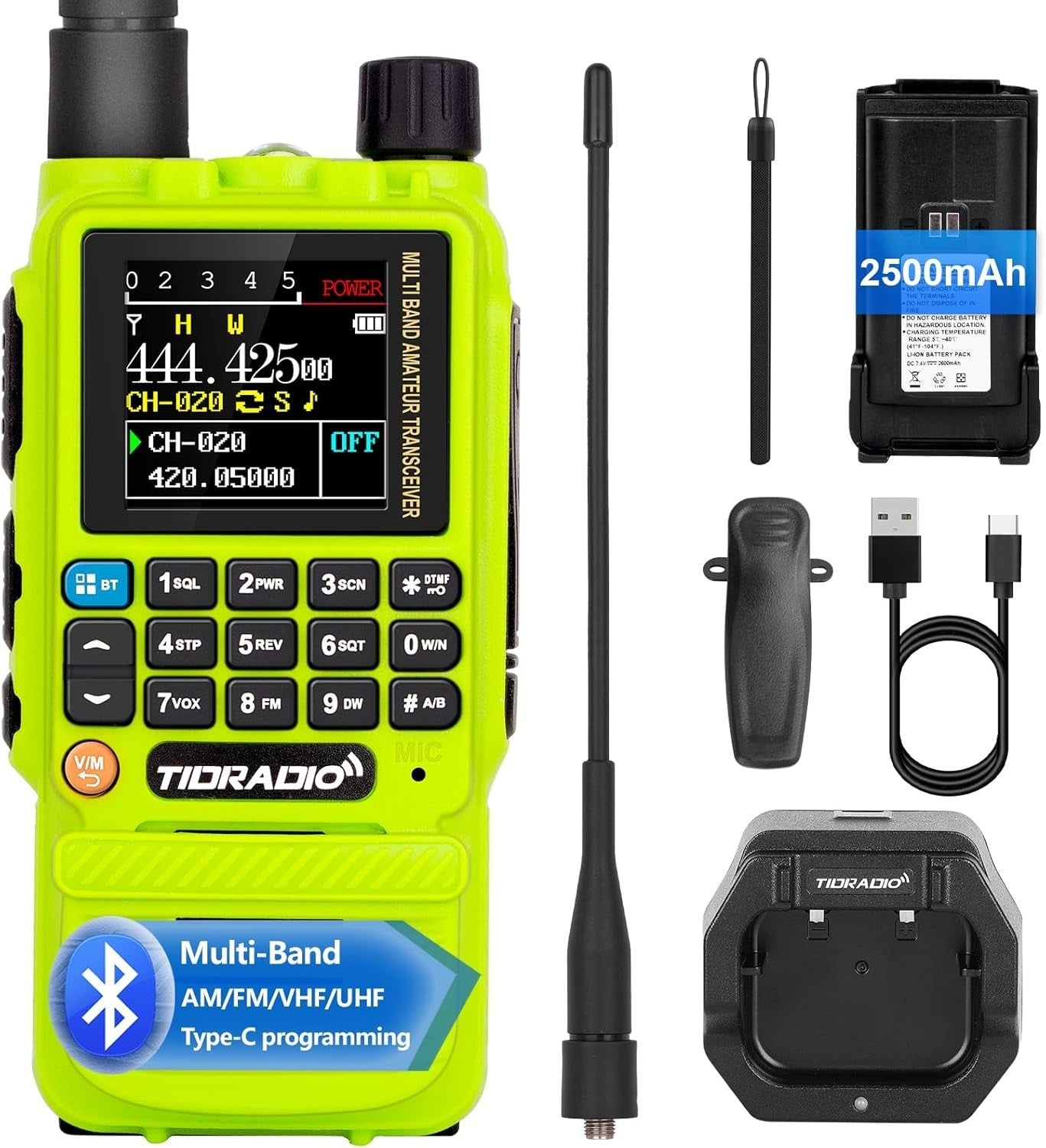 Ham Radio Airband 199CH Bluetooth Programming 2500mAh Long Range