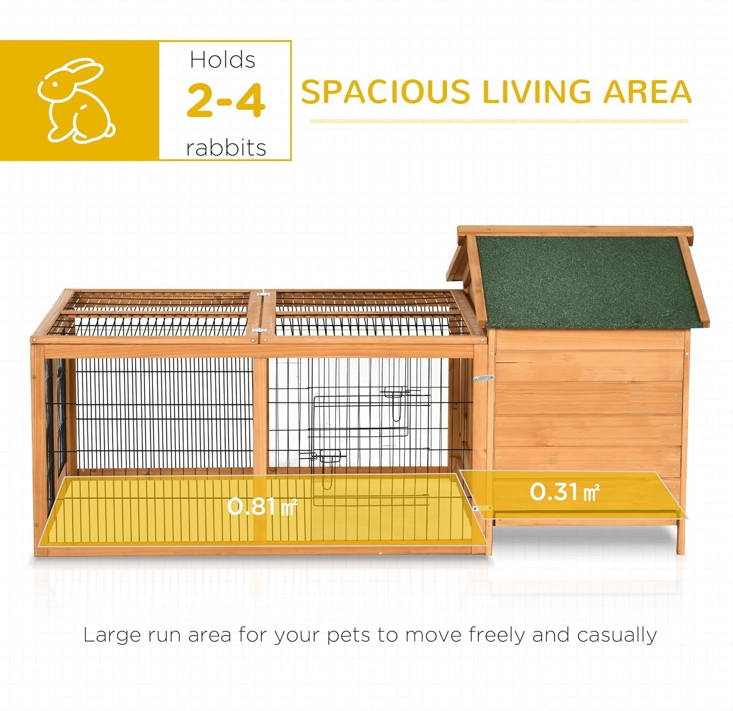 Large Wooden Rabbit Hutch Outdoor Run Weatherproof Guinea Pig Cage