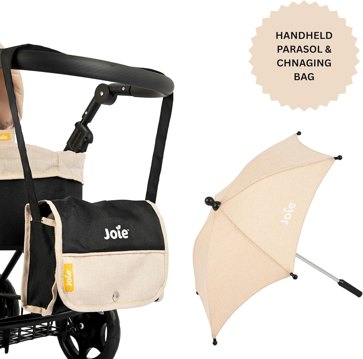 Classic Dolls Pram with Parasol & Bag, Foldable Toy Pushchair, Ages 3+