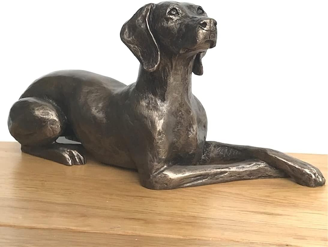 Cold Cast Bronze Dog Ornament • Heavyweight Weimaraner Figurine 23.5cm • Decor