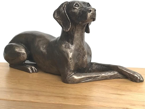 Cold Cast Bronze Dog Ornament • Heavyweight Weimaraner Figurine 23.5cm • Decor