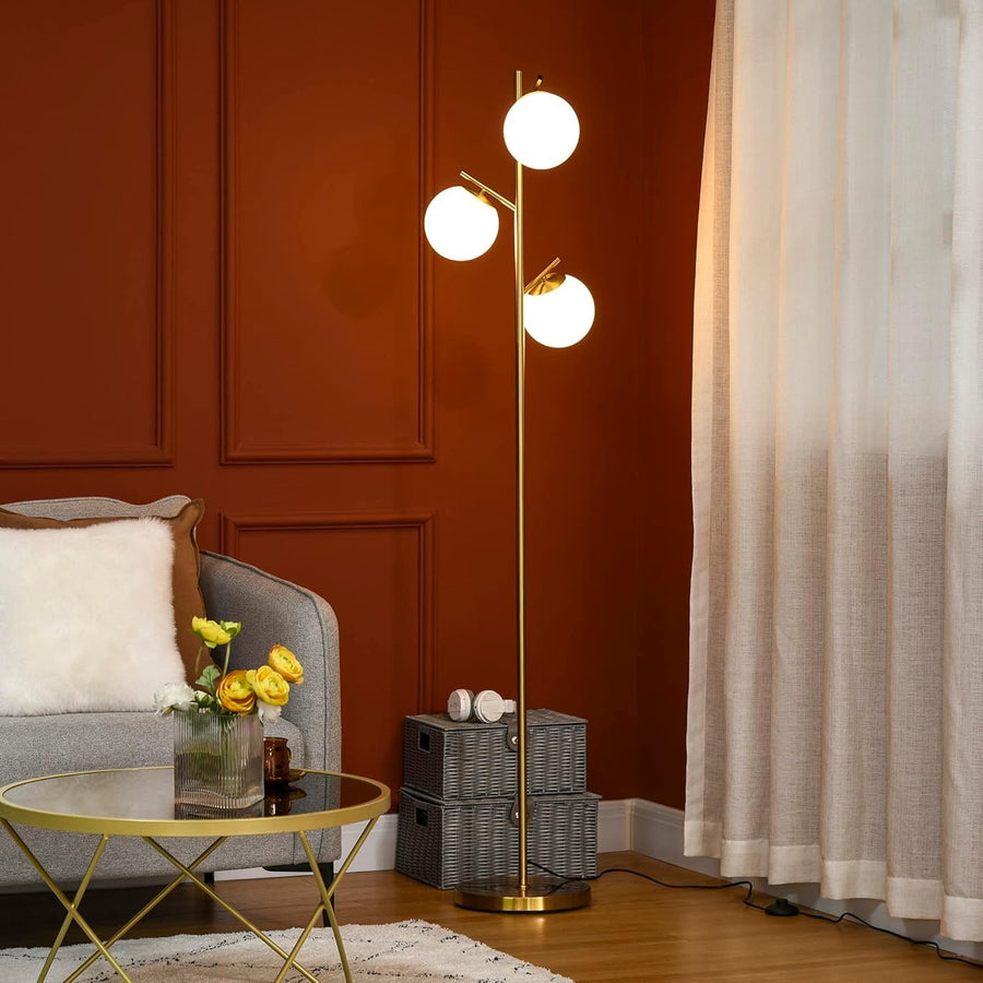3 Light Tree Floor Lamp Modern Standing Lamp Globe Shades Living Room